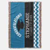 Gefeliciteerd Afstuderen - Blauw zwart Afstuderen Deken (Voorkant Verticaal)