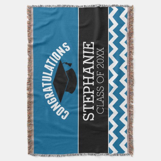 Gefeliciteerd Afstuderen - Blauw zwart Afstuderen Deken (Voorkant Verticaal)