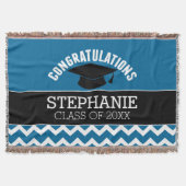 Gefeliciteerd Afstuderen - Blauw zwart Afstuderen Deken (Voorkant)