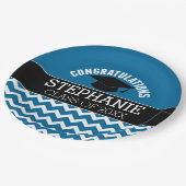 Gefeliciteerd Afstuderen - Blauw zwart Afstuderen Papieren Bordje (Gekanteld)