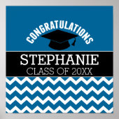 Gefeliciteerd Afstuderen - Blauw zwart Afstuderen Poster (Voorkant)