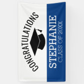 Gefeliciteerd Afstuderen - Blauw zwart Afstuderen Spandoek (Verticaal)