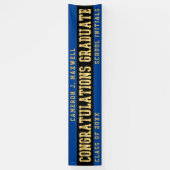 Gefeliciteerd Afstuderen Blauw | Zwart | Goud Spandoek (Verticaal)