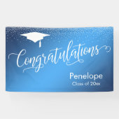 Gefeliciteerd Afstuderen Blauwe gradiënt Ombre Spandoek (Horizontaal)