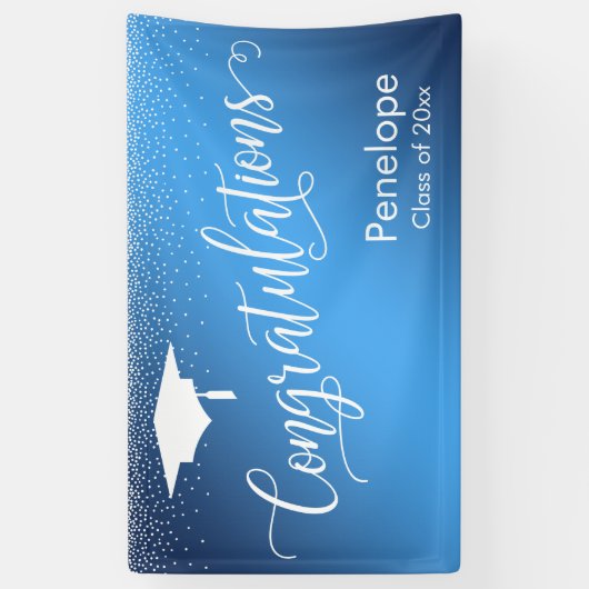 Gefeliciteerd Afstuderen Blauwe gradiënt Ombre Spandoek (Verticaal)