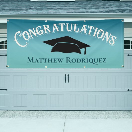 Gefeliciteerd Afstuderen Blauwe School Banner