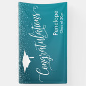 Gefeliciteerd Afstuderen Blauwgroen Gradient Ombre Spandoek (Verticaal)