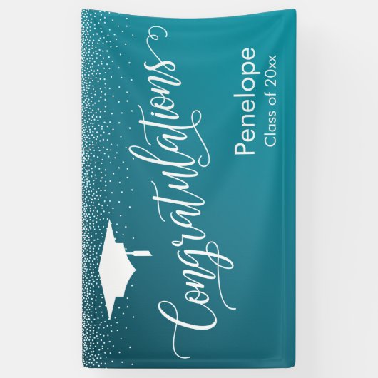 Gefeliciteerd Afstuderen Blauwgroen Gradient Ombre Spandoek (Verticaal)