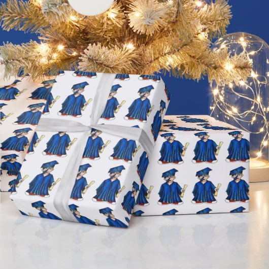 Gefeliciteerd Afstuderen Blue Boy Pet Gown Afstude Cadeaupapier (Feestdagen)