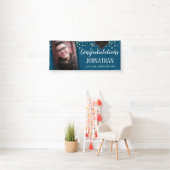 Gefeliciteerd Afstuderen Blue Confetti Foto Spandoek (Insitu)