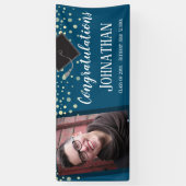 Gefeliciteerd Afstuderen Blue Confetti Foto Spandoek (Verticaal)