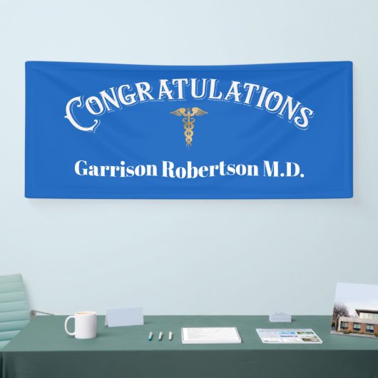 Gefeliciteerd Afstuderen Blue MD Doctor Banner (Beurs)