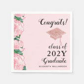 Gefeliciteerd Afstuderen Blush Pink Floral Afstude Servet (Voorkant)