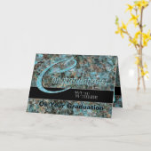 Gefeliciteerd Afstuderen Bold Turquoise en Brown Kaart (Gele Bloem)