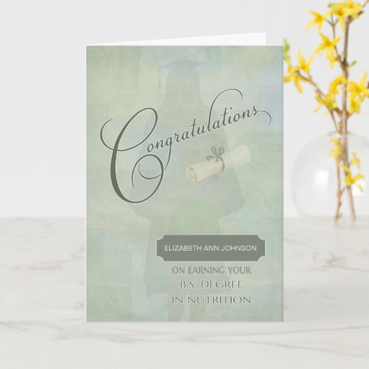 Gefeliciteerd Afstuderen BS Degree Nutrition Kaart (Gele Bloem)