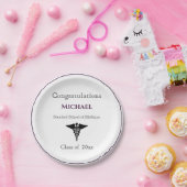 Gefeliciteerd Afstuderen Caduceus Bourgondië White Papieren Bordje (Feest)