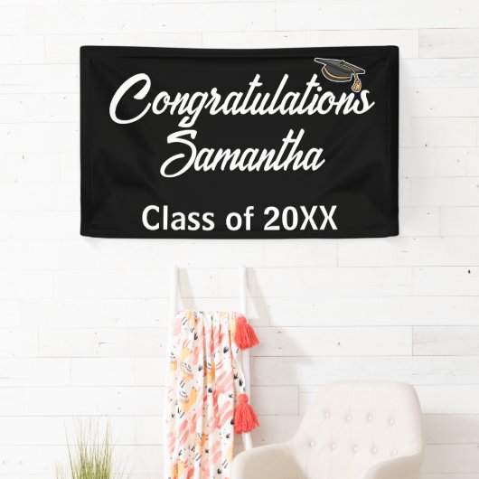 Gefeliciteerd Afstuderen Cap Party Banner - Aangep (Insitu)