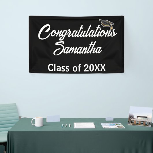 Gefeliciteerd Afstuderen Cap Party Banner - Aangep (Beurs)