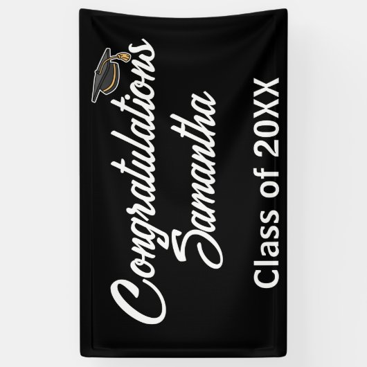 Gefeliciteerd Afstuderen Cap Party Banner - Aangep (Verticaal)