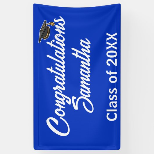 Gefeliciteerd Afstuderen Cap Party Banner - Aangep (Verticaal)