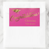 Gefeliciteerd Afstuderen Class of Gold op Pink Rechthoekige Sticker (Tas)