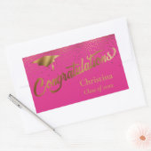 Gefeliciteerd Afstuderen Class of Gold op Pink Rechthoekige Sticker (Envelop)