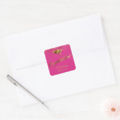 Gefeliciteerd Afstuderen, Class of Gold op Pink Vierkante Sticker (Envelop)