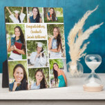Gefeliciteerd Afstuderen collage foto Fotoplaat<br><div class="desc">Afstuderen fotocollage plaque voor de middelbare school of het afstuderen van uw zoon of dochter. Voeg 9 van hun senior portretfoto's toe en bestel deze felicitatiekaart. Een moderne foto teken voor een klasse van 2025 viering.</div>