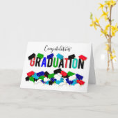 Gefeliciteerd Afstuderen Colorful Gradus Caps Kaart (Gele Bloem)