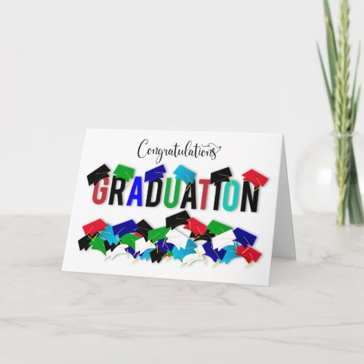 Gefeliciteerd Afstuderen Colorful Gradus Caps Kaart (Voorkant)