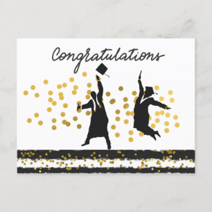 Gefeliciteerd Afstuderen Confetti zwart goud Briefkaart