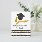 Gefeliciteerd Afstuderen Confetti zwart goud Briefkaart (Staand voorkant)