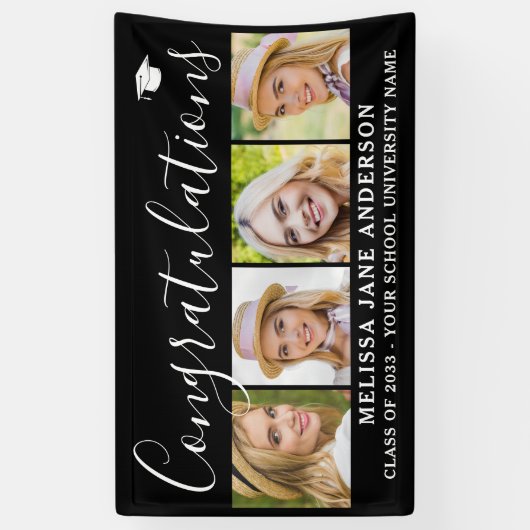 Gefeliciteerd Afstuderen Custom 4 Photo Afstuderen Spandoek (Verticaal)