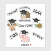 Gefeliciteerd Afstuderen Dieren Sticker Set (Vel)
