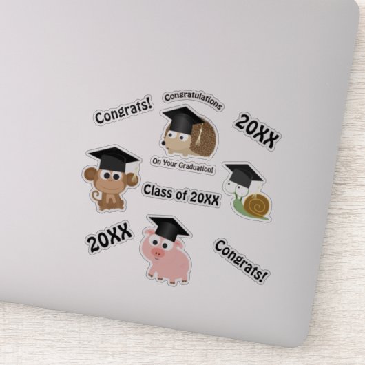Gefeliciteerd Afstuderen Dieren Sticker Set (Detail)