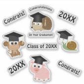 Gefeliciteerd Afstuderen Dieren Sticker Set (Voorkant)