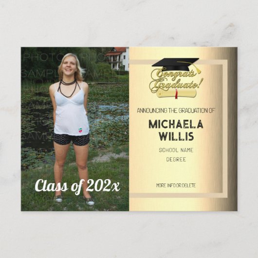 Gefeliciteerd Afstuderen Diploma Afstuderen pet Aankondigingskaart (Voorkant)