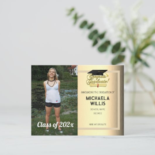 Gefeliciteerd Afstuderen Diploma Afstuderen pet Aankondigingskaart (Staand voorkant)