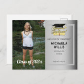 Gefeliciteerd Afstuderen Diploma Afstuderen pet gr Aankondigingskaart (Voorkant / Achterkant)