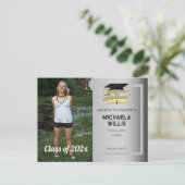 Gefeliciteerd Afstuderen Diploma Afstuderen pet gr Aankondigingskaart (Staand voorkant)