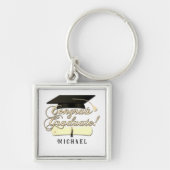 Gefeliciteerd Afstuderen Diploma Afstuderen pet Jo Sleutelhanger (Voorkant)