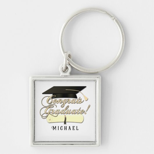 Gefeliciteerd Afstuderen Diploma Afstuderen pet Jo Sleutelhanger (Voorkant)