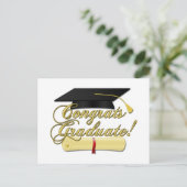 Gefeliciteerd Afstuderen Diploma en Afstuderen pet Briefkaart (Staand voorkant)