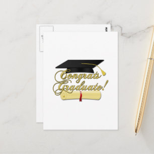 Gefeliciteerd Afstuderen Diploma en Afstuderen pet Briefkaart
