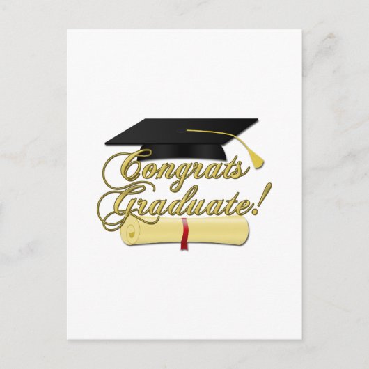 Gefeliciteerd Afstuderen Diploma en Afstuderen pet Briefkaart (Voorkant)