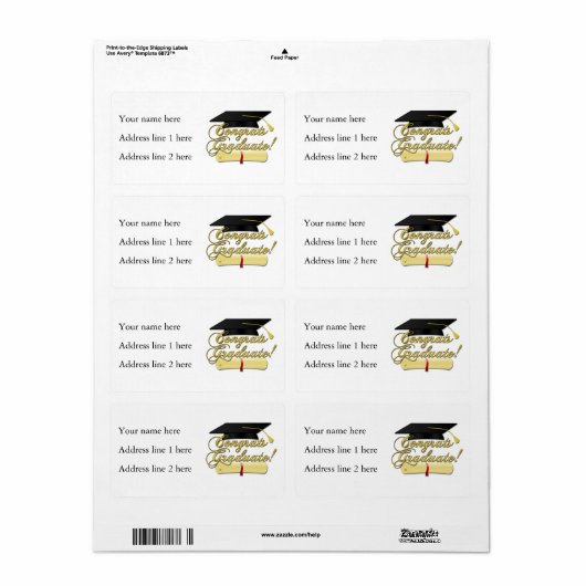 Gefeliciteerd Afstuderen Diploma en Afstuderen pet Etiket (Full Sheet)