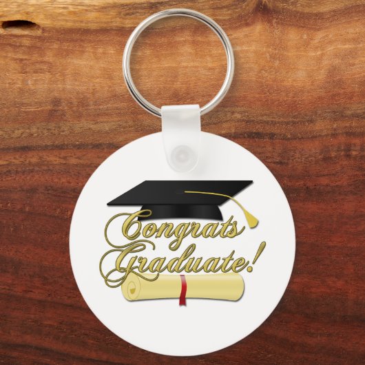 Gefeliciteerd Afstuderen Diploma en Afstuderen pet Sleutelhanger (Achterkant)