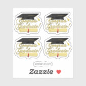 Gefeliciteerd Afstuderen Diploma en Afstuderen pet Sticker (Vel)