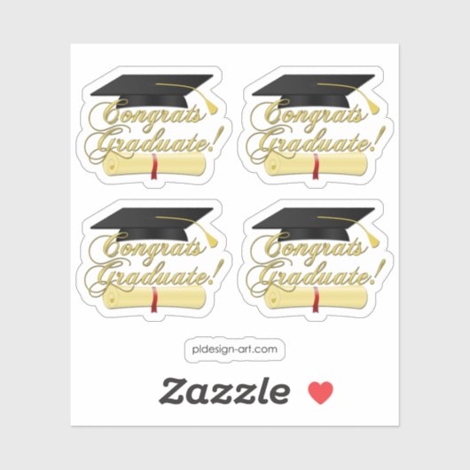 Gefeliciteerd Afstuderen Diploma en Afstuderen pet Sticker (Vel)
