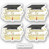 Gefeliciteerd Afstuderen Diploma en Afstuderen pet Sticker (Voorkant)